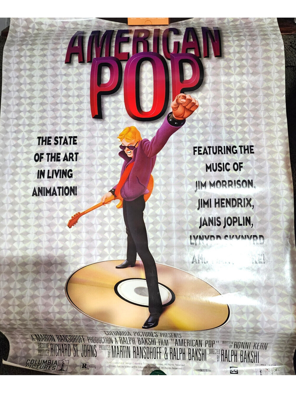 1981 American Pop Original Movie Poster Ralph Bakshi Animated Cult One Sheet